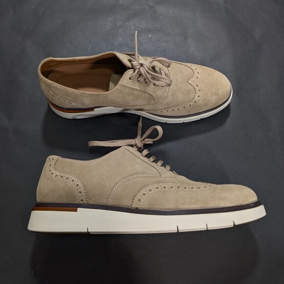 NEW Allen Edmonds Carson Hybrid Bone Suede Wingtip Oxford Shoes Size 9 D 44